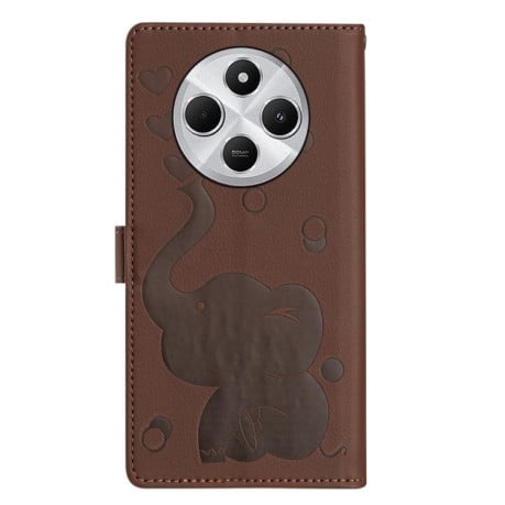 Чохол-книжка Cartoon Elephant Embossed Leather для Xiaomi Redmi A4 5G - коричневий