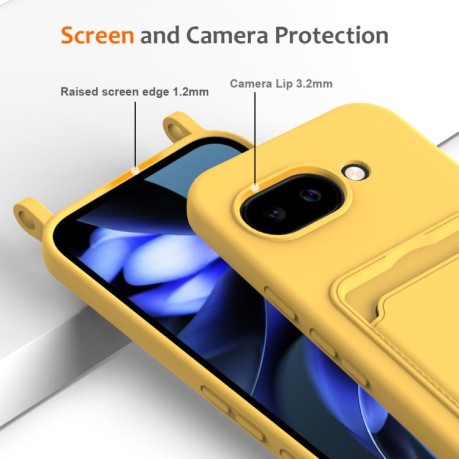 Силіконовий чохол Integrated Card Bag Solid Color Liquid Silicone на Google Pixel 10a — жовтий