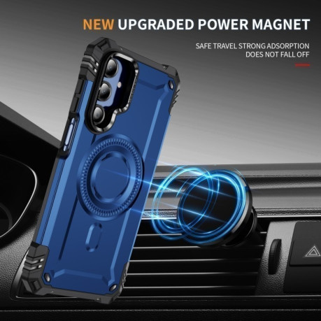 Противоударный чехол MagSafe Lens Holder PC Hybrid TPU для Samsung Galaxy A16 5G - синий