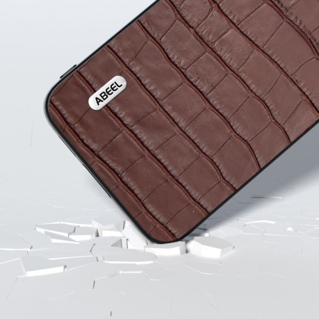 Противоударный чехол ABEEL Crocodile Texture Genuine Leather для Samsung Galaxy S23 FE 5G - коричневый