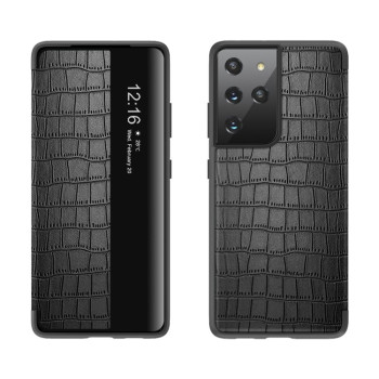 Чехол-книжка Crocodile Texture Display для Samsung Galaxy S21 - черный