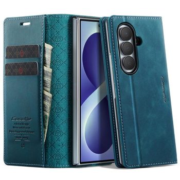 Чохол-книжка CaseMe 033 з фактурою Calf і захистом від сканування RFID на Samsung Galaxy Fold8 Ultra 5G — фіолетовий