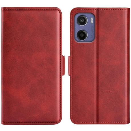 Чехол-книжка Dual-side Magnetic Buckle для Motorola Moto E15 - красный