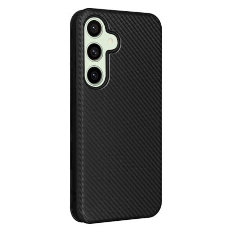 Чохол-книжка Carbon Fiber Texture для Samsung Galaxy S24 FE 5G - чорний