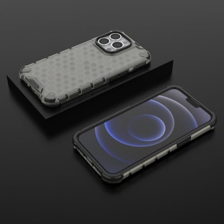 Противоударный чехол Honeycomb на iPhone 14 Plus - черный
