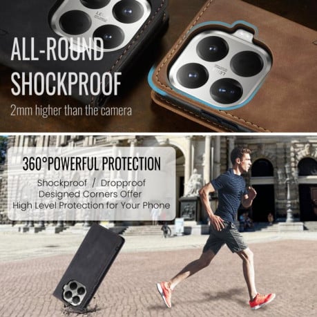 Чехол-книжка CaseMe-013 многофункциональный с кармашком на карт на Xiaomi 15T Pro - черный