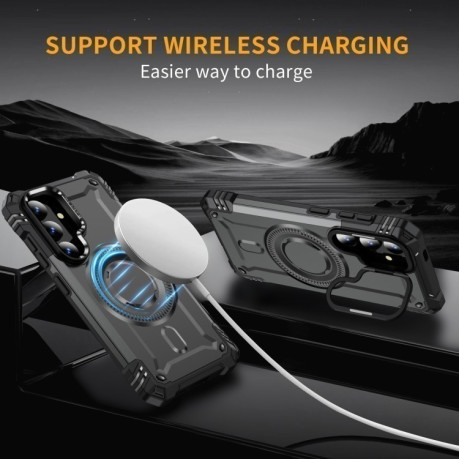 Протиударний чохол MagSafe Lens Holder PC Hybrid TPU  для Samsung Galaxy S25+ 5G - сірий