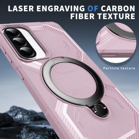 Противоударный чехол Frosted MagSafe Holder для Samsung Galaxy A56 5G - розовый