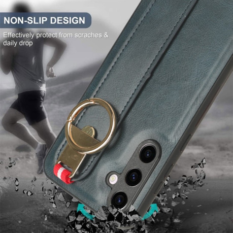 Противоударный чехол Wristband Leather Back для Samsung Galaxy S23 FE 5G - синий