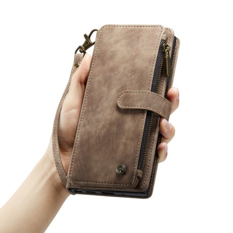 Шкіряний чохол-гаманець CaseMe-C30 для iPhone 14 Max - коричневий