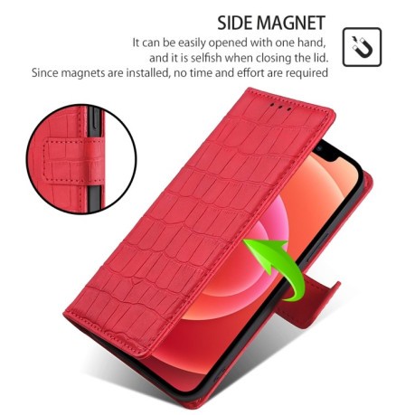 Чехол-книжка Skin Feel Crocodile Texture для Infinix Hot 50i 4G - красный