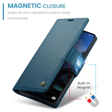 Чехол-книжка CaseMe 023 Butterfly Buckle Litchi Texture RFID Anti-theft Leather для Xiaomi Poco F7 Pro / F7 Ultra - синий