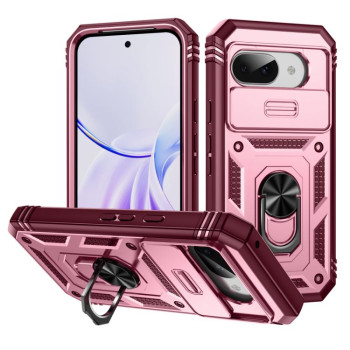 Чохол із шторкою на камеру Sliding Camshield та підставкою на Google Pixel 9a - Pink+Rose Red