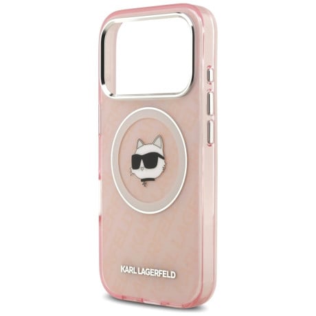 Оригинальный чехол Karl Lagerfeld IML Choupette Head Logo с MagSafe на iPhone 17 Pro Max - Pink