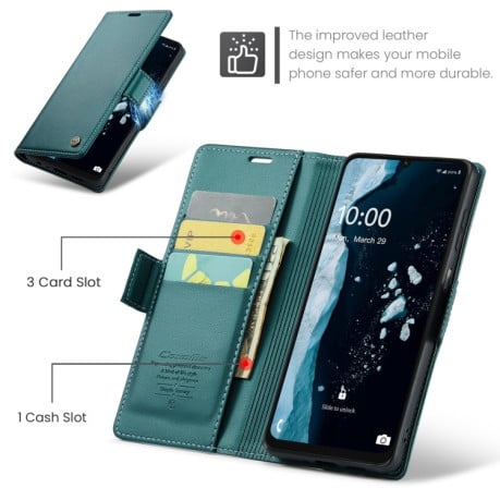 Чехол-книжка CaseMe 023 Butterfly Buckle Litchi Texture RFID Anti-theft Leather на Samsung Galaxy A07 / A06 - зеленый