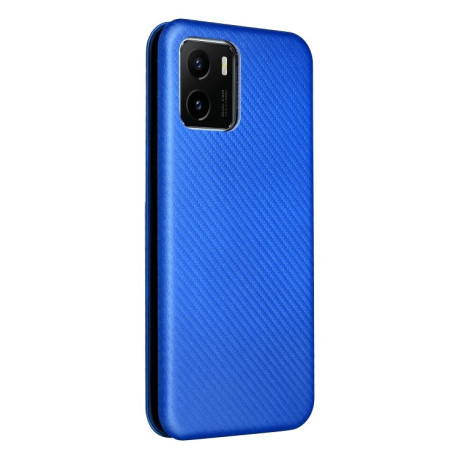 Чохол-книжка Carbon Fiber Texture на Vivo Y15s/Y15a - синій