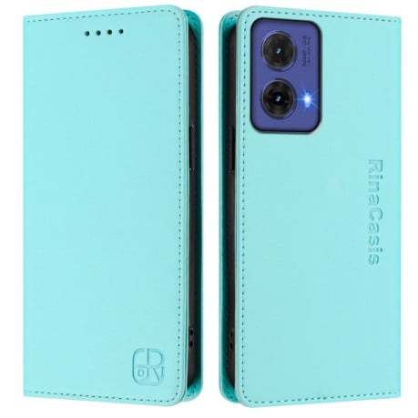 Чехол-книжка RC01 Dual-Folded Magnetic Suction RFID Leather на Motorola Moto G85 - зеленый