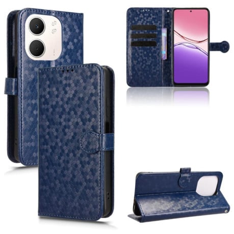 Чехол-книжка с фактурой Honeycomb Dot и магнитным хлястиком на OPPO A5x 5G / 4G Global - синий