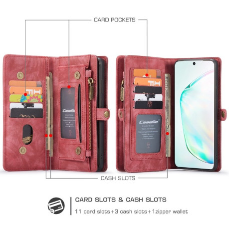 Шкіряний чохол-гаманець CaseMe на Samsung Galaxy S20 Ultra Crazy Horse Texcture Detachable - червоний