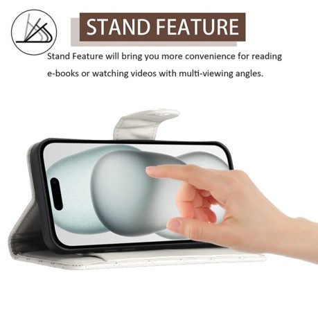 Чохол-книжка Rhombic Texture Flip Leather для iPhone 16e - білий