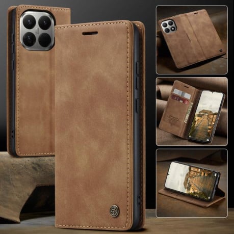 Чехол-книжка CaseMe-013 многофункциональный с кармашком на карт на Xiaomi 15T Pro - коричневый