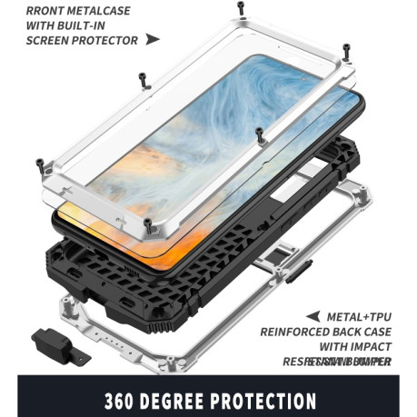 Противоударный металлический чехол R-JUST Dustproof на Samsung Galaxy S21 FE - серебристый