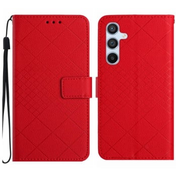 Чохол-книжка Rhombic Grid Texture для Samsung Galaxy M35 5G - червоний