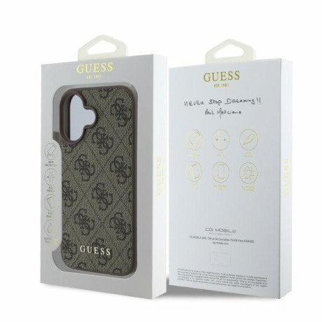 Оригінальний чохол Guess Metal Gold Logo для iPhone 16 - Brown