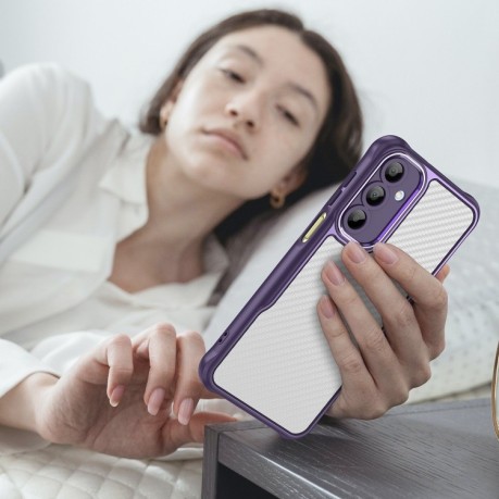 Ударозащитный чехол Carbon Fiber Texture Translucent на Samsung Galaxy A16 5G - фиолетовый