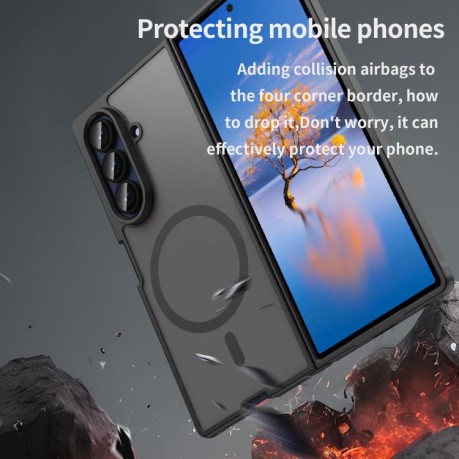 Противоударный чехол Fan Dun Series TPU Hybrid PC Frosted Magsafe для Samsung Galaxy Fold 7 5G - черный