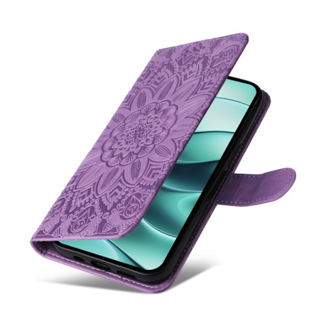 Чохол-книжка Embossed Sunflower для Xiaomi Redmi Note 14 5G - фіолетовий