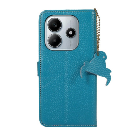 Кожаный чехол-книжка KHAZNEH Genuine Leather RFID для Xiaomi Redmi Note 14 4G - синий