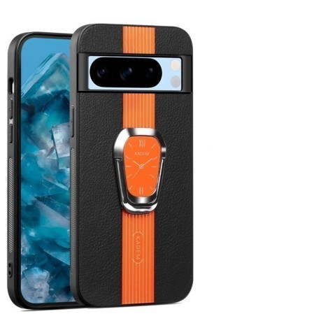Чехол Magnetic Litchi Leather Back Phone Case with Holder для Google Pixel 8a - оранжевый