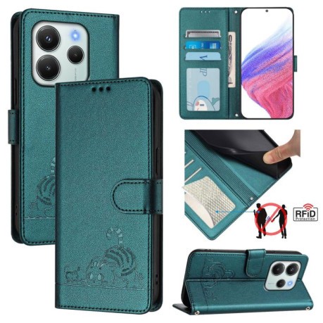 Чохол-книжка Cat Embossing Pattern на Xiaomi Redmi Note 14 4G 164.84mm - Green