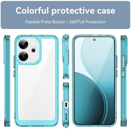 Противоударный чехол Colorful Acrylic Series с цветной силиконовой боковиной на OPPO Reno14 Global - синий