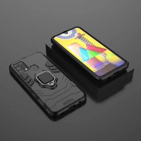 Противоударный чехол Magnetic Ring Holder на Samsung Galaxy M31 - черный