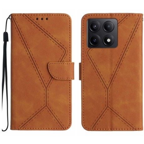 Чохол-книжка Stitching Embossed Leather для Xiaomi 14T 5G Global - коричневий