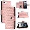 Чехол-книжка Rhombic Texture Flip Leather для iPhone 16e - розовый