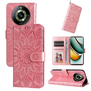 Чохол-книжка Embossed Sunflower для Realme 11 Pro 5G - рожеве золото