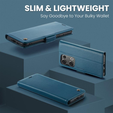 Чехол-книжка CaseMe 023 Butterfly Buckle Litchi Texture RFID Anti-theft Leather для OPPO Reno13 - синий