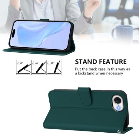 Чохол-книжка з м'яким покриттям (Skin Feel) зі шнурком на iPhone 16e - зелений