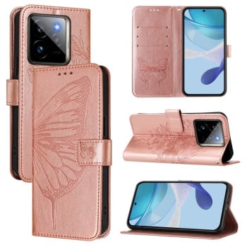 Чехол-книжка с тиснением “бабочки” и магнитным хлястиком на Realme GT7 Pro 5G - золото