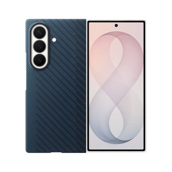 Оригинальный чехол Samsung Carbon Magnet совместимый с MagSafe + 2 anti-reflective films на Samsung Galaxy Fold 8 Ultra — тёмно-синий