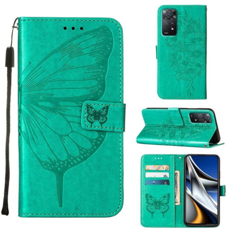 Чохол-книжка Embossed Butterfly для Xiaomi Redmi Note 12 Pro 4G/11 Pro Global(4G/5G)/11E Pro- зелений