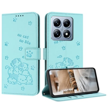 Чехол-книжка Diamond Embossed Skin Feel для Xiaomi 14T Pro 5G - зеленый