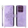 Чехол-книжка Skin-feel Flowers Embossed для Motorola Edge 60 Pro - фіолетовий