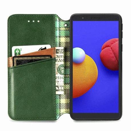 Чехол-книжка Cubic Grid на Samsung Galaxy A01 Core / M01 Core - зеленый