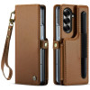 Чехол-книжка CaseMe C22 Card Slots Holder RFID Anti-theft для Samsung Galaxy Fold 7 - коричневый