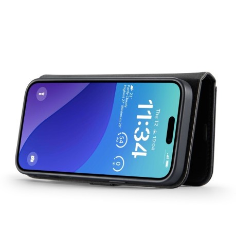 Чехол-книжка DGMING Crazy Horse Texture для iPhone 16 Pro - черный