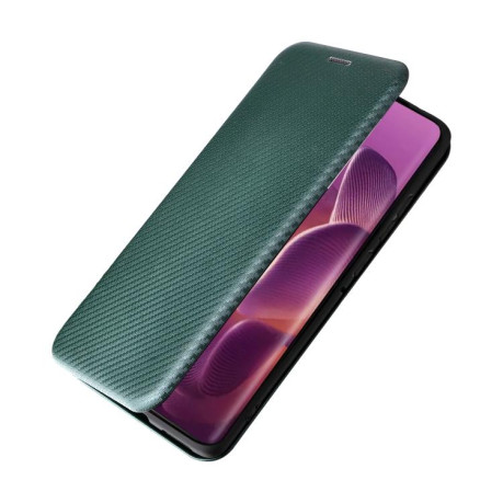 Чехол-книжка Carbon Fiber Texture на Motorola Edge 60 Pro - зеленый